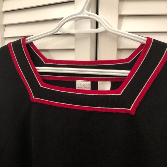 Emma James black and red long sleeve knit tshirt, size 2X - Picture 3 of 6